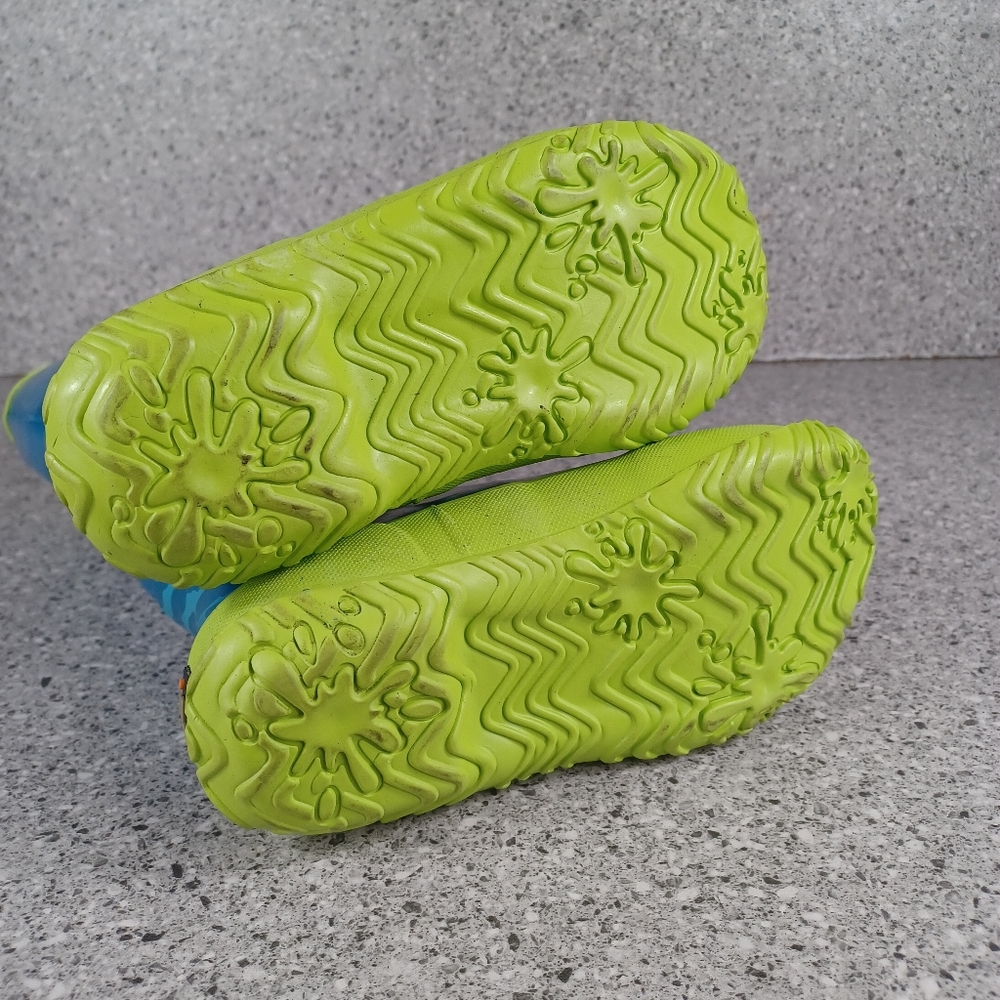 BOGS Blue Green Zebra Tall Rainboot Kids Waterproof Shoes Size 12 - Picture 6 of 7